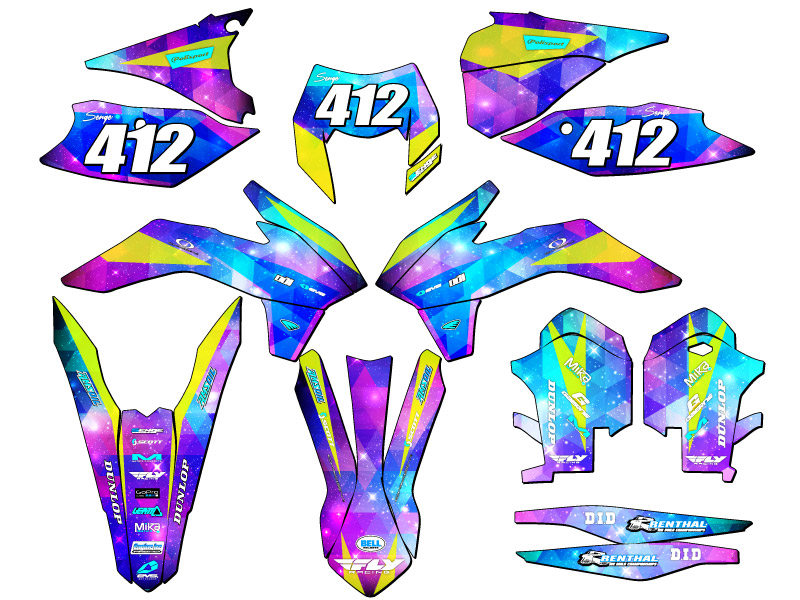 Kit de gráficos EXC SPACE KADET Galaxy Senge 2014 compatible con KTM - Imagen 8 de 10
