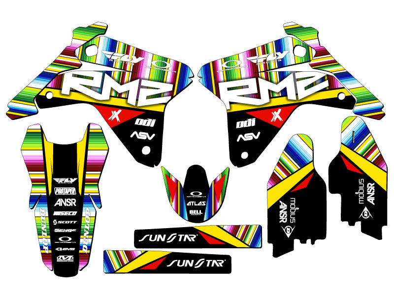 RMZ 450 SERAPE 2005-2006 Black Senge kit de gráficos compatible con Suzuki - Imagen 8 de 10