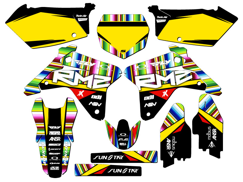 RMZ 450 SERAPE 2005-2006 Black Senge kit de gráficos compatible con Suzuki - Imagen 2 de 10