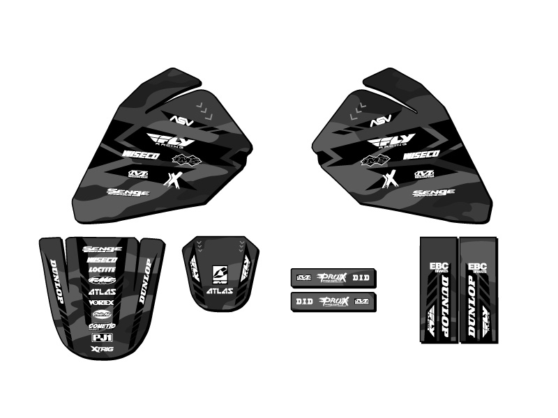 All Years PW 80 APACHE Grey Senge Graphics Kit Compatible with Yamaha - Picture 2 of 10