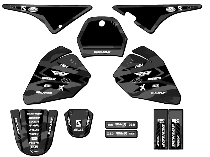 All Years PW 80 APACHE Grey Senge Graphics Kit Compatible with Yamaha - Picture 5 of 10