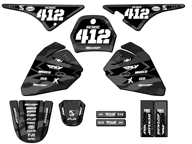 All Years PW 80 APACHE Grey Senge Graphics Kit Compatible with Yamaha - Picture 8 of 10