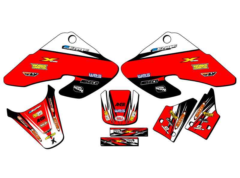 2000-2003 XR 50 VELOCITY Red Senge Graphics Kit Compatible with Honda - Picture 2 of 10