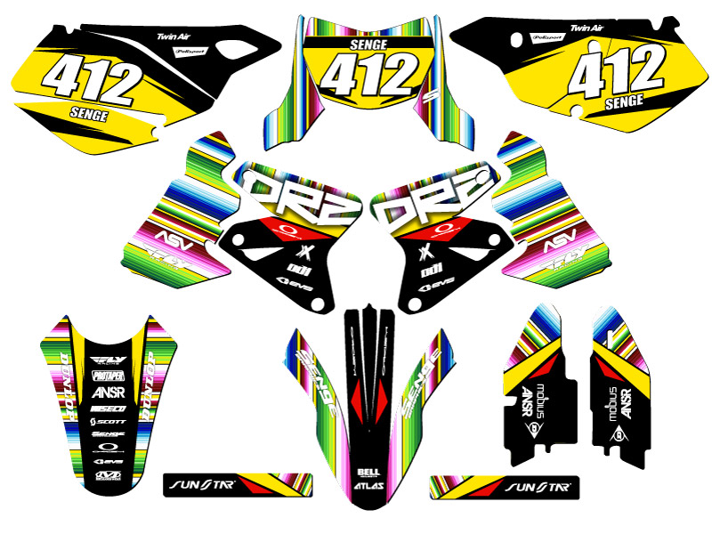 2005-2023 DRZ 400 SM SERAPE Black Senge Graphics Kit Compatible with Suzuki - Picture 8 of 10