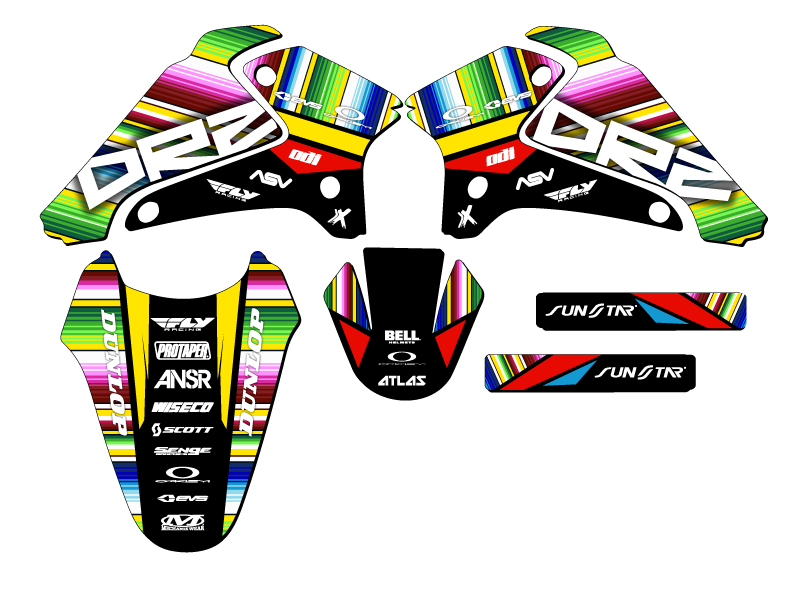 2001-2007 DRZ 125 SERAPE Black Senge Graphics Kit Compatible with Suzuki - Picture 2 of 10