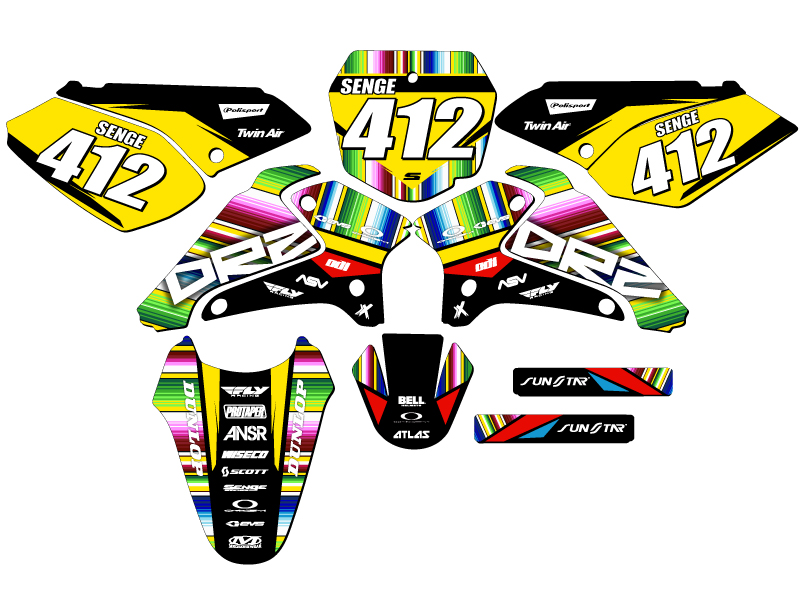 2001-2007 DRZ 125 SERAPE Black Senge Graphics Kit Compatible with Suzuki - Picture 8 of 10