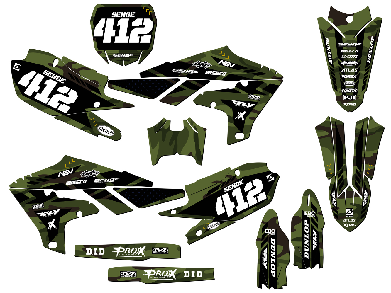 Kit de gráficos 2019-2023 YZ 250 F 4 tiempos Apache verde Senge compatible con - Imagen 8 de 10