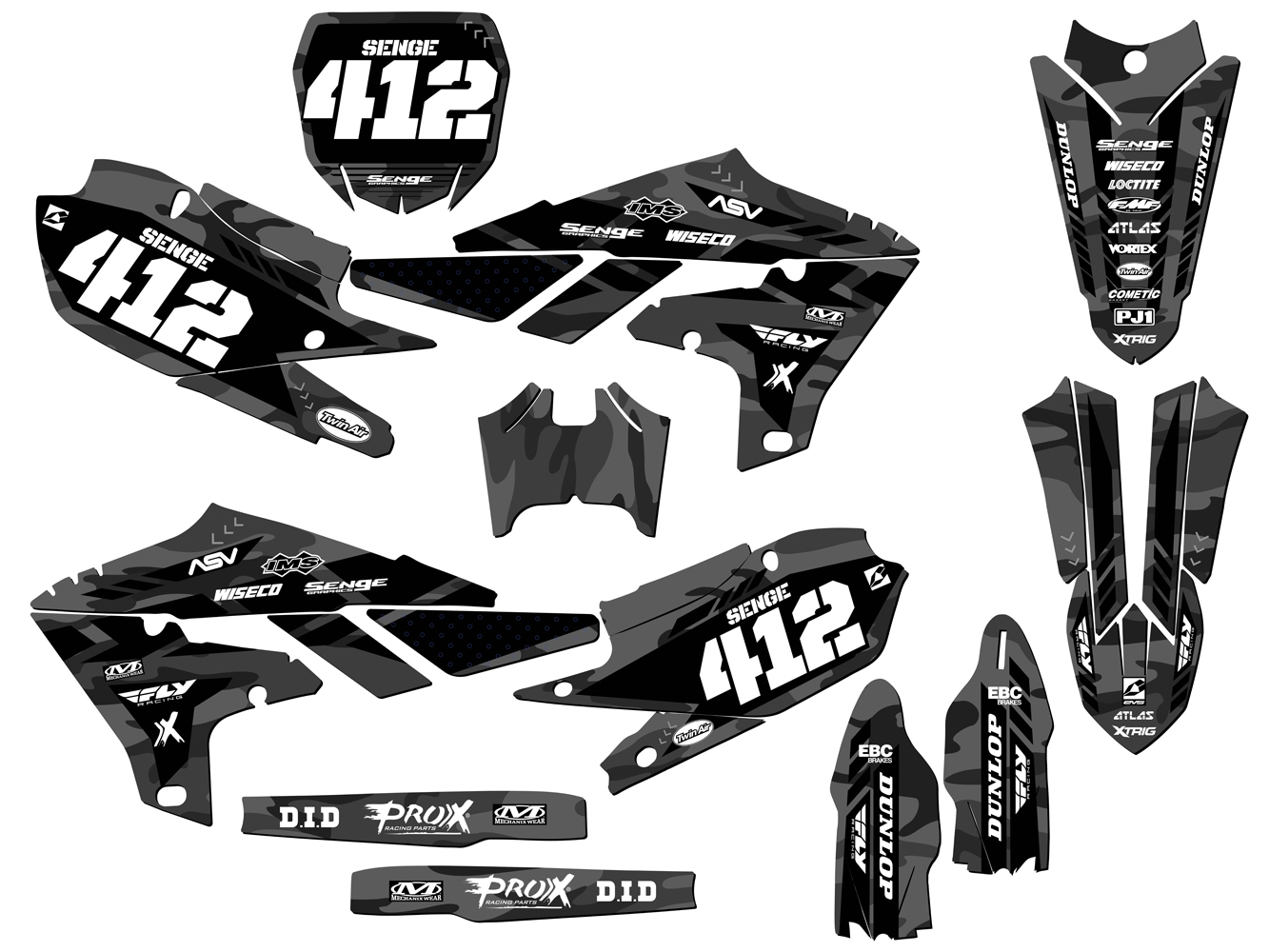 YZ 250 F 2019-2023 4 tiempos apache gris Senge kit de gráficos compatible con - Imagen 8 de 10