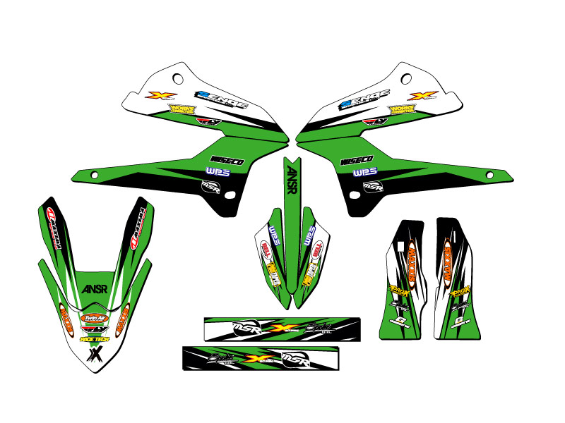 KLX 250 VELOCITY 2008-2020 Green Senge kit de gráficos compatible con Kawasaki - Imagen 2 de 10
