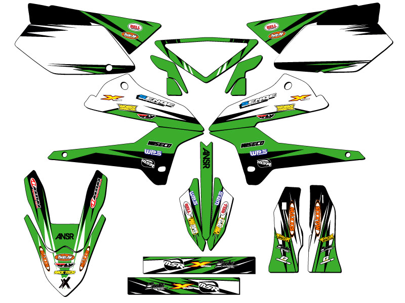 KLX 250 VELOCITY 2008-2020 Green Senge kit de gráficos compatible con Kawasaki - Imagen 5 de 10