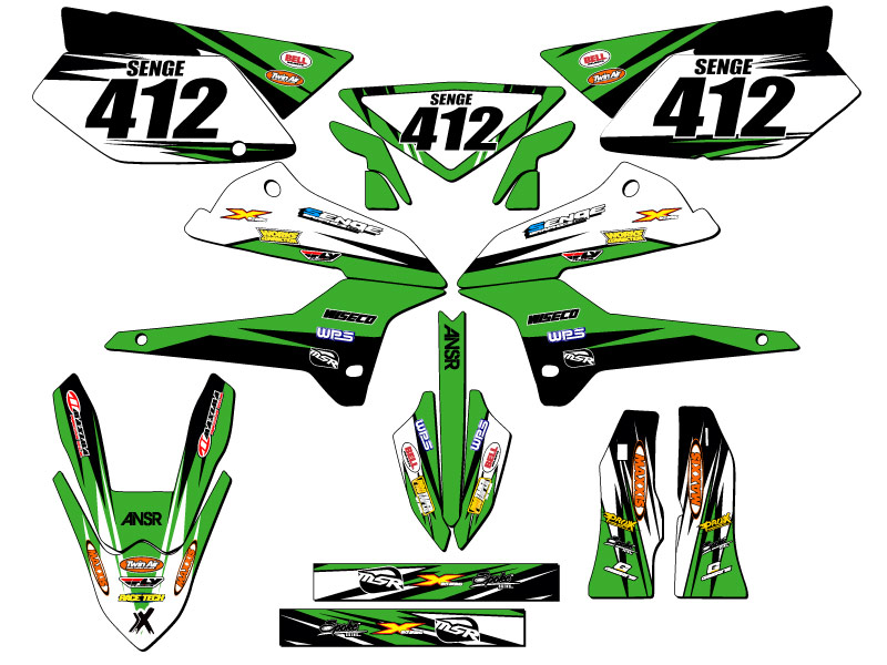 KLX 250 VELOCITY 2008-2020 Green Senge kit de gráficos compatible con Kawasaki - Imagen 8 de 10