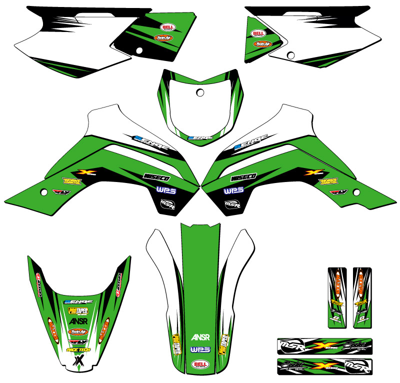 Kit de gráficos KLX 140 VELOCITY 2019-2020 Green Senge compatible con Kawasaki - Imagen 5 de 10