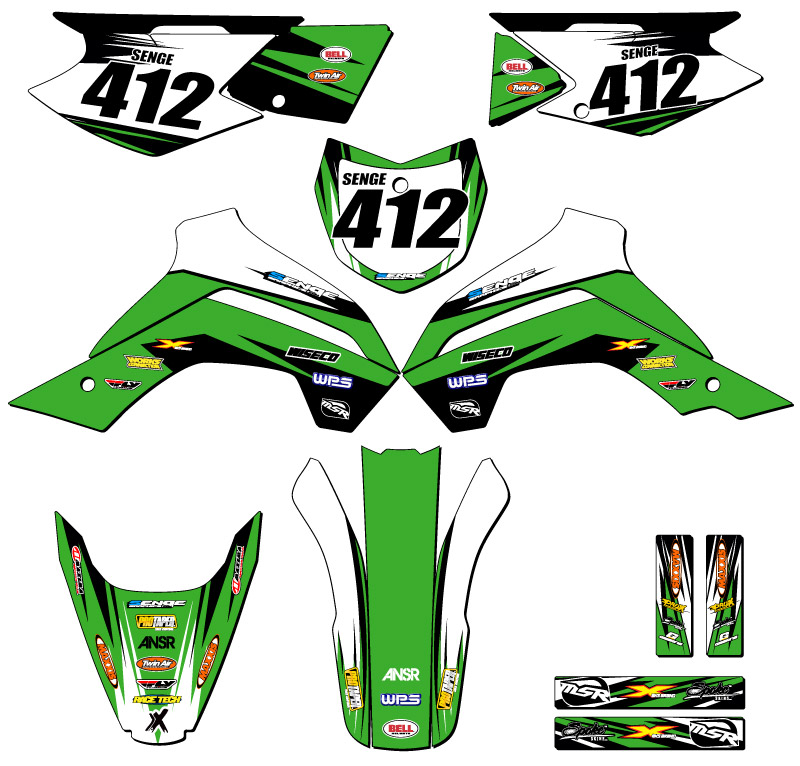 Kit de gráficos KLX 140 VELOCITY 2019-2020 Green Senge compatible con Kawasaki - Imagen 8 de 10