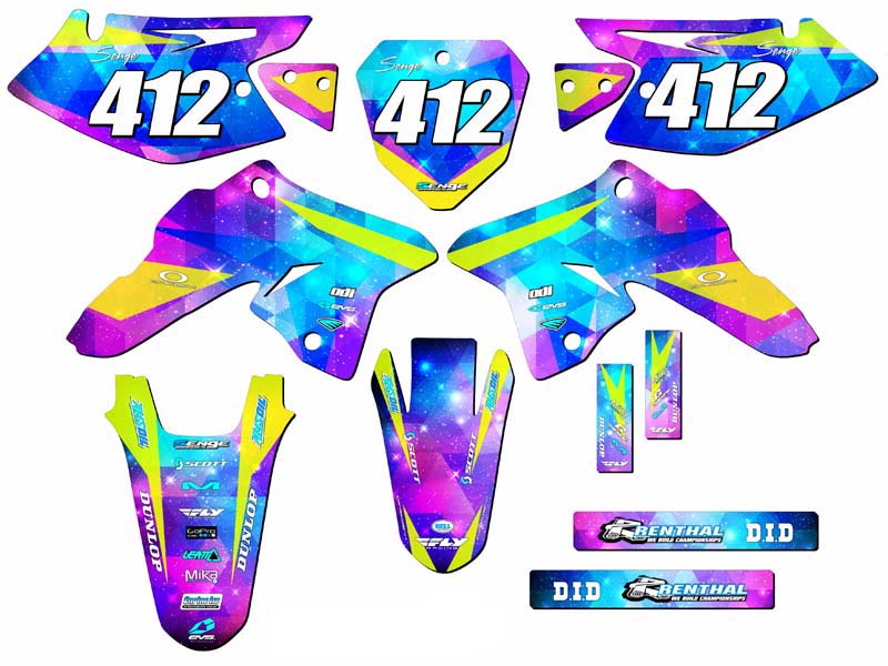 2008-2023 DRZ 125 SPACE KADET Galaxy Senge Graphics Kit Compatible with Suzuki - Foto 8 di 10