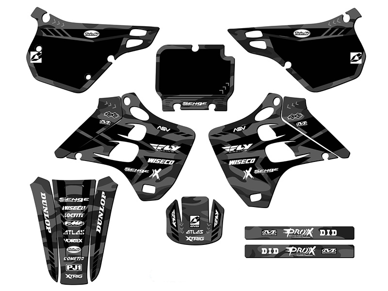 1990-1991 KX 125 APACHE Grey Senge Graphics Kit Compatible with Kawasaki - Picture 5 of 10