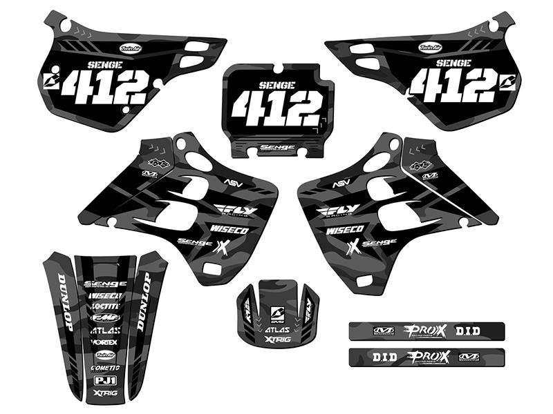 1990-1991 KX 125 APACHE Grey Senge Graphics Kit Compatible with Kawasaki - Picture 8 of 10