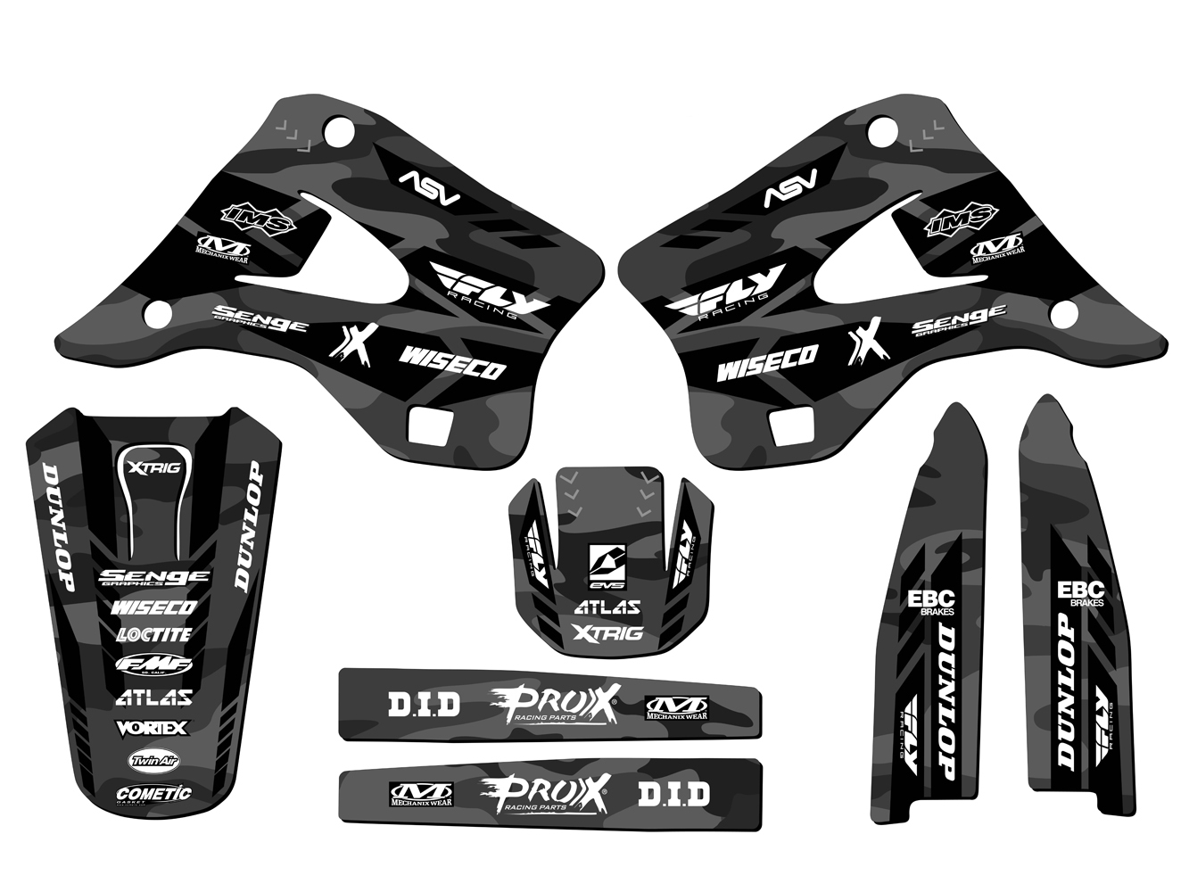 1996-1998 KX 125 APACHE Grey Senge Graphics Kit Compatible with Kawasaki - Picture 2 of 10