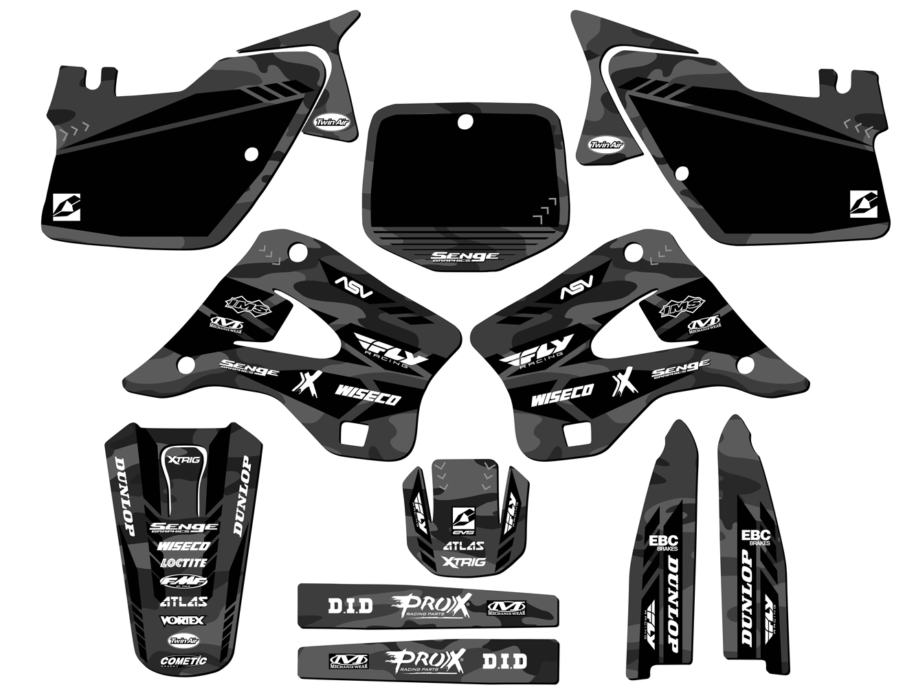 1996-1998 KX 125 APACHE Grey Senge Graphics Kit Compatible with Kawasaki - Picture 5 of 10