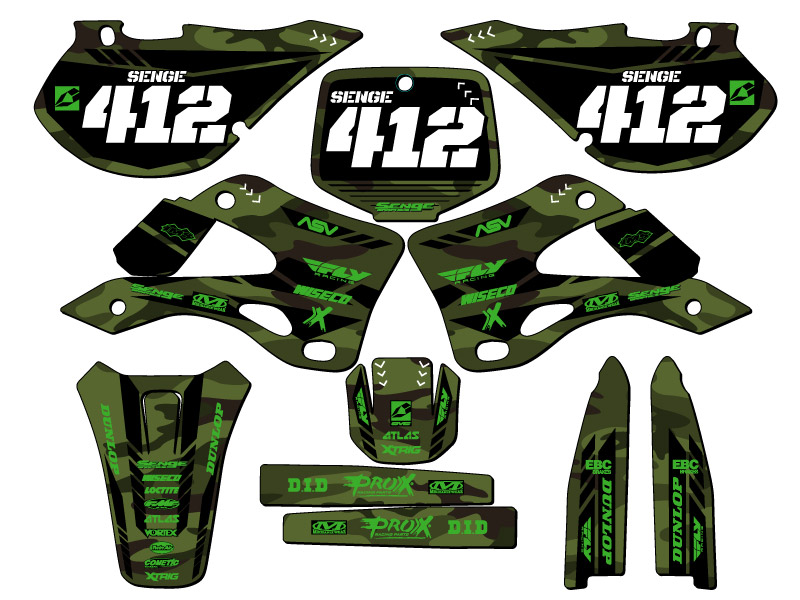 1999-2002 KX 125 APACHE Green Senge Kit gráfico compatible con Kawasaki - Imagen 8 de 10