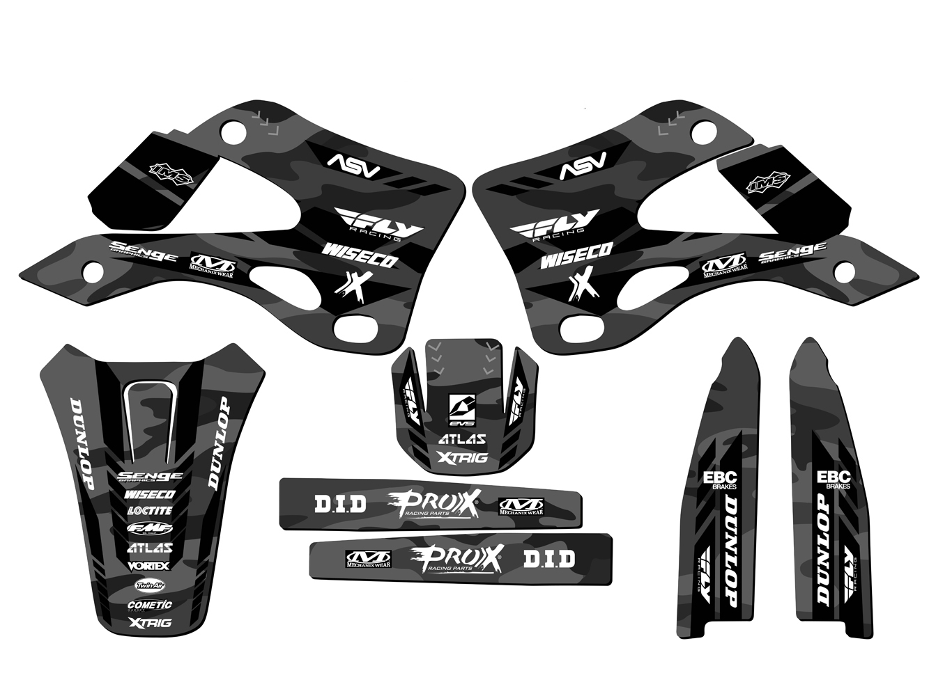 1999-2002 KX 125 APACHE gris Senge kit de gráficos compatible con Kawasaki - Imagen 2 de 10