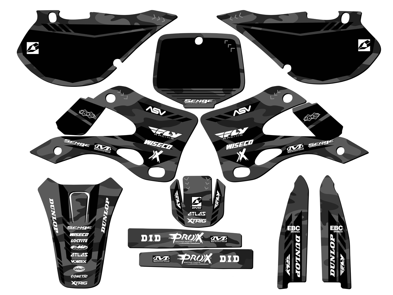 1999-2002 KX 125 APACHE gris Senge kit de gráficos compatible con Kawasaki - Imagen 5 de 10