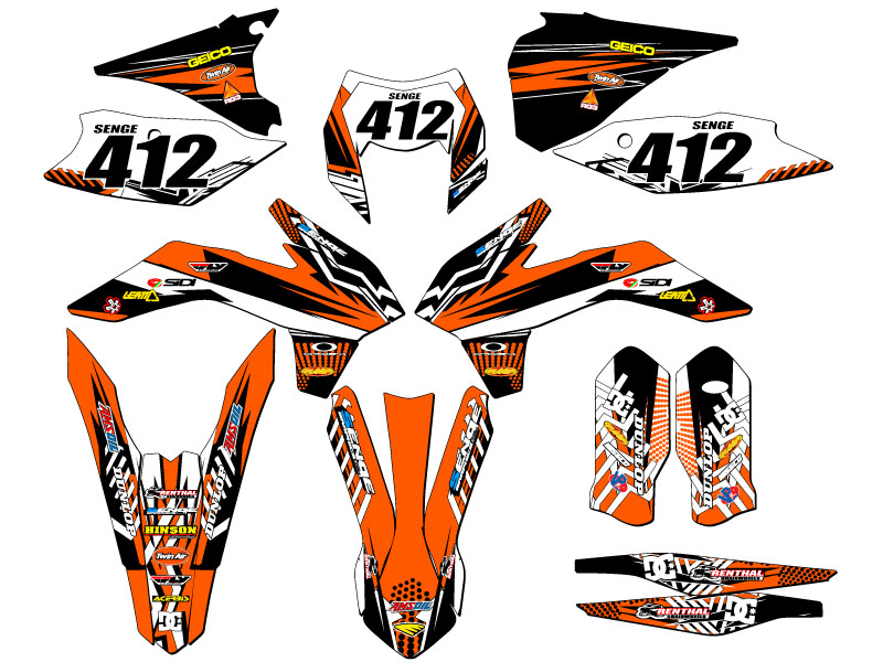 Kit de gráficos EXC-F MAYHEM Orange Senge 2016 compatible con KTM - Imagen 8 de 10