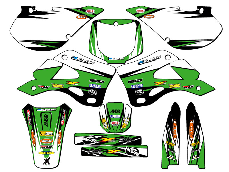 1999-2002 KX 125 VELOCITY Green Senge kit de gráficos compatible con Kawasaki - Imagen 5 de 10