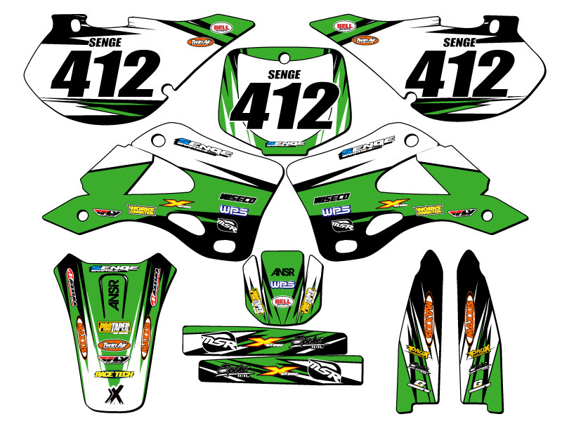 1999-2002 KX 125 VELOCITY Green Senge kit de gráficos compatible con Kawasaki - Imagen 8 de 10