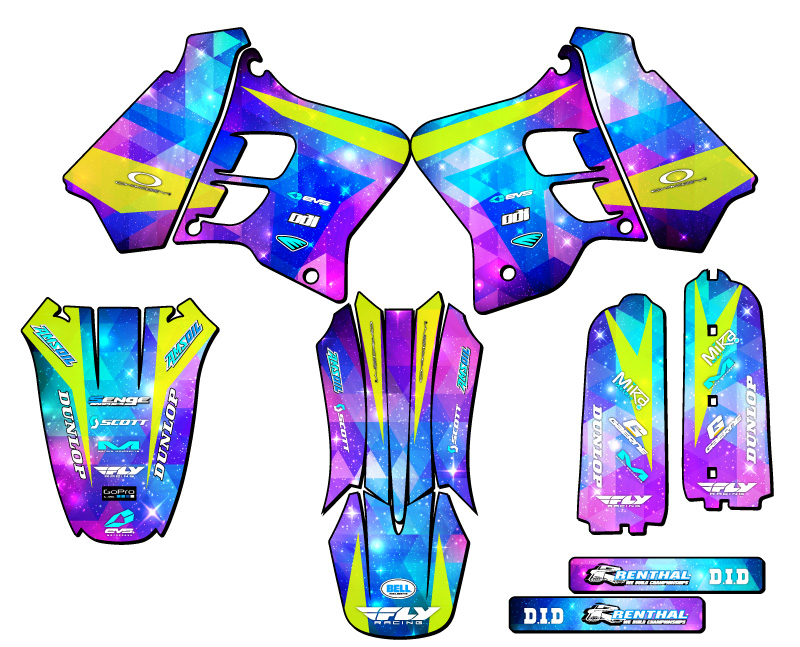 1993-1995 YZ 250 2-STROKE SPACE KADET Galaxy Senge Graphics Kit Compatible with - Picture 2 of 10