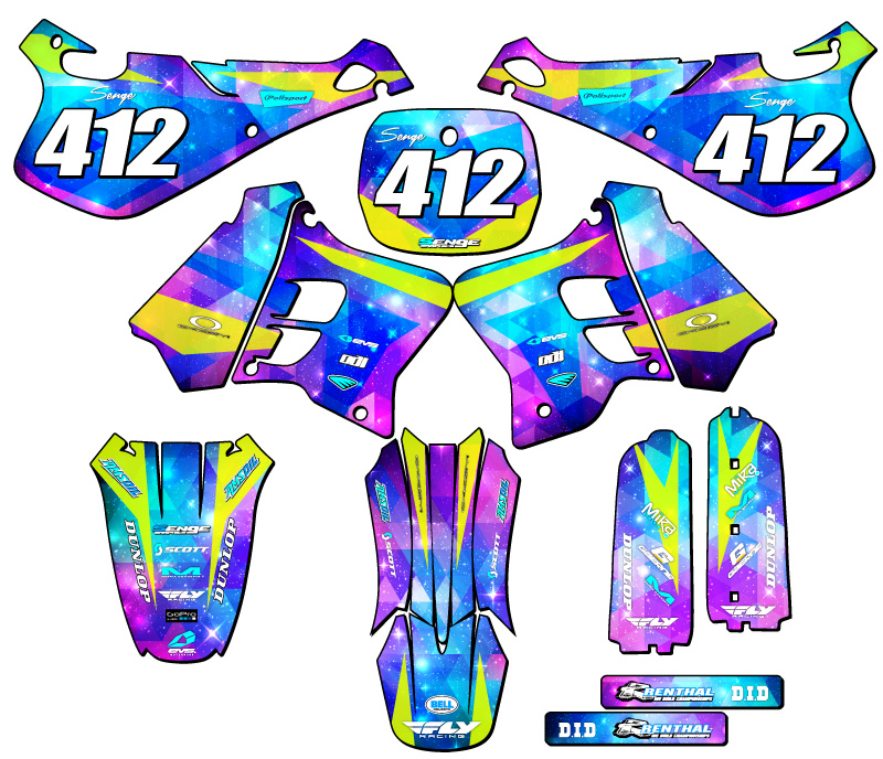 1993-1995 YZ 250 2-STROKE SPACE KADET Galaxy Senge Graphics Kit Compatible with - Picture 8 of 10