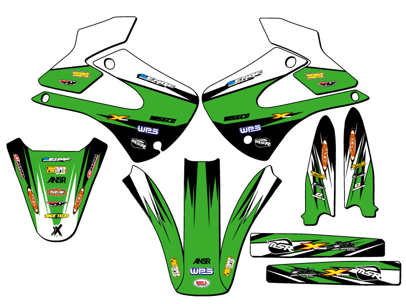 2001-2013 KX 100 VELOCITY Green Senge Graphics Kit Compatible with Kawasaki - Foto 2 di 10