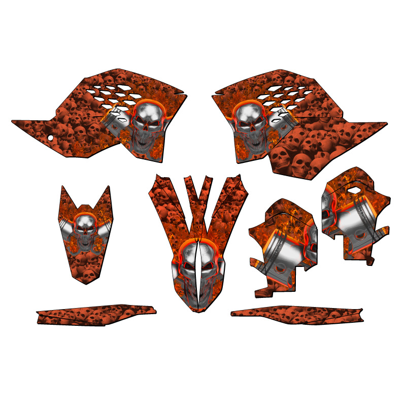 2008-2011 EXC-F FLAMING GEARHEAD Orange Senge Graphics Kit Compatible with KTM - Picture 2 of 10