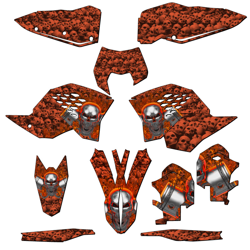 2008-2011 EXC-F FLAMING GEARHEAD Orange Senge Graphics Kit Compatible with KTM - Picture 5 of 10