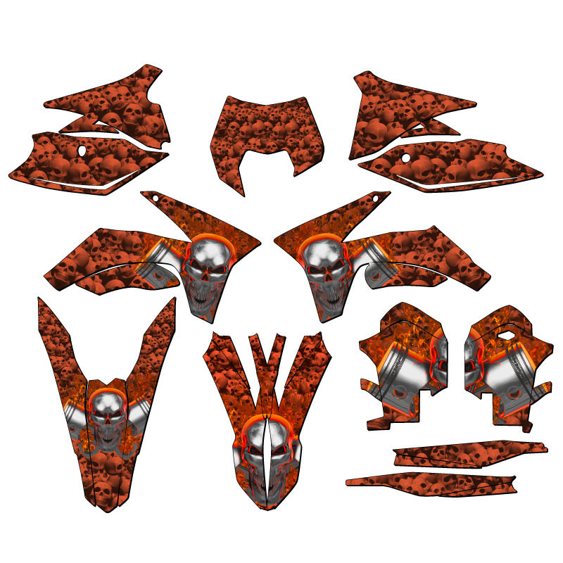 Kit de gráficos EXC-F FLAMING GEARHEAD Orange Senge 2012-2013 compatible con KTM - Imagen 5 de 10