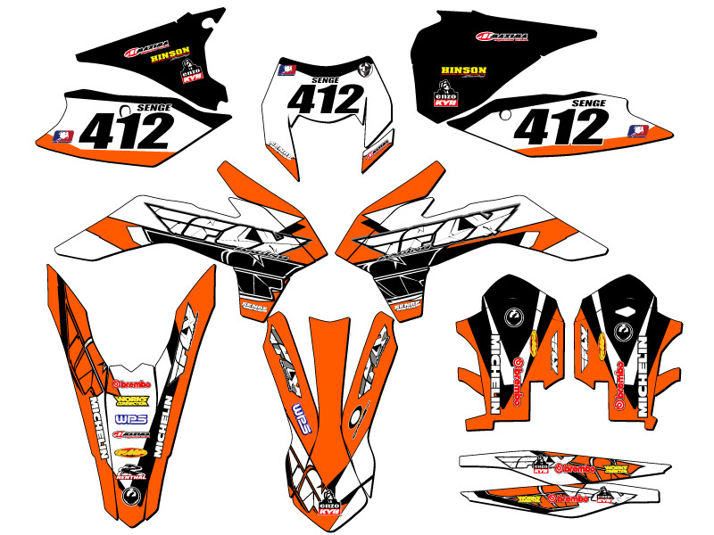 2014 EXC 13 FLY Orange Senge Graphics Kit Compatible with KTM - Picture 8 of 10