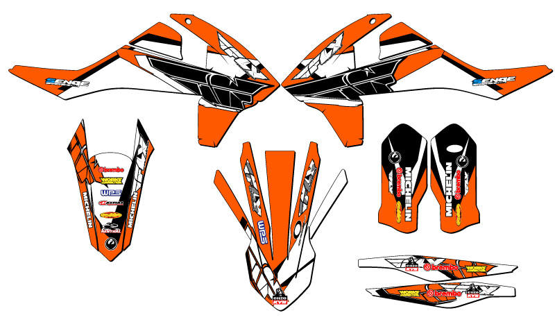 2017-2018 EXC 13 FLY Orange Senge Graphics Kit Compatible with KTM - Foto 2 di 10