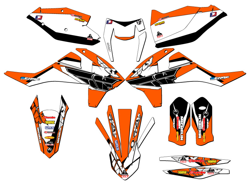 2017-2018 EXC 13 FLY Orange Senge Graphics Kit Compatible with KTM - Foto 5 di 10