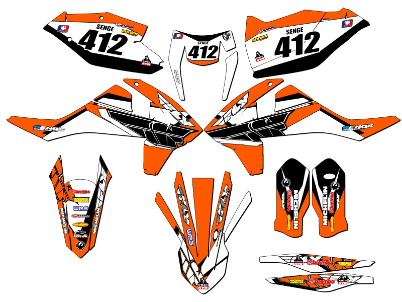 2017-2018 EXC 13 FLY Orange Senge Graphics Kit Compatible with KTM - Foto 8 di 10