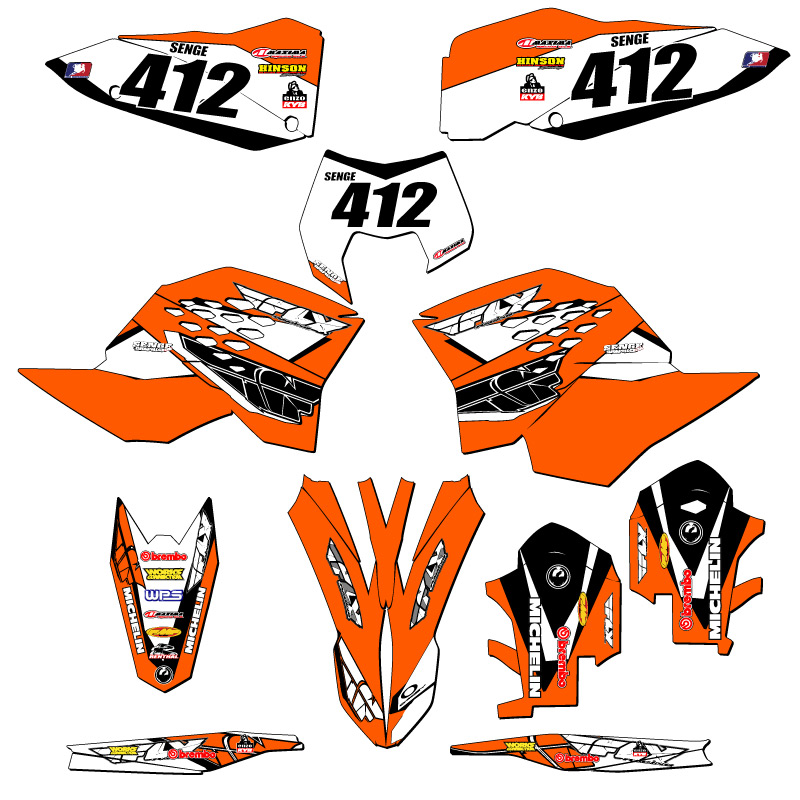 2008-2011 EXC-F 13 FLY Orange Senge Graphics Kit Compatible with KTM - Picture 8 of 10