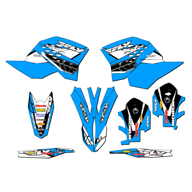 2008-2011 EXC-F 13 FLY Sky Blue Senge Graphics Kit Compatible with KTM - Foto 2 di 10