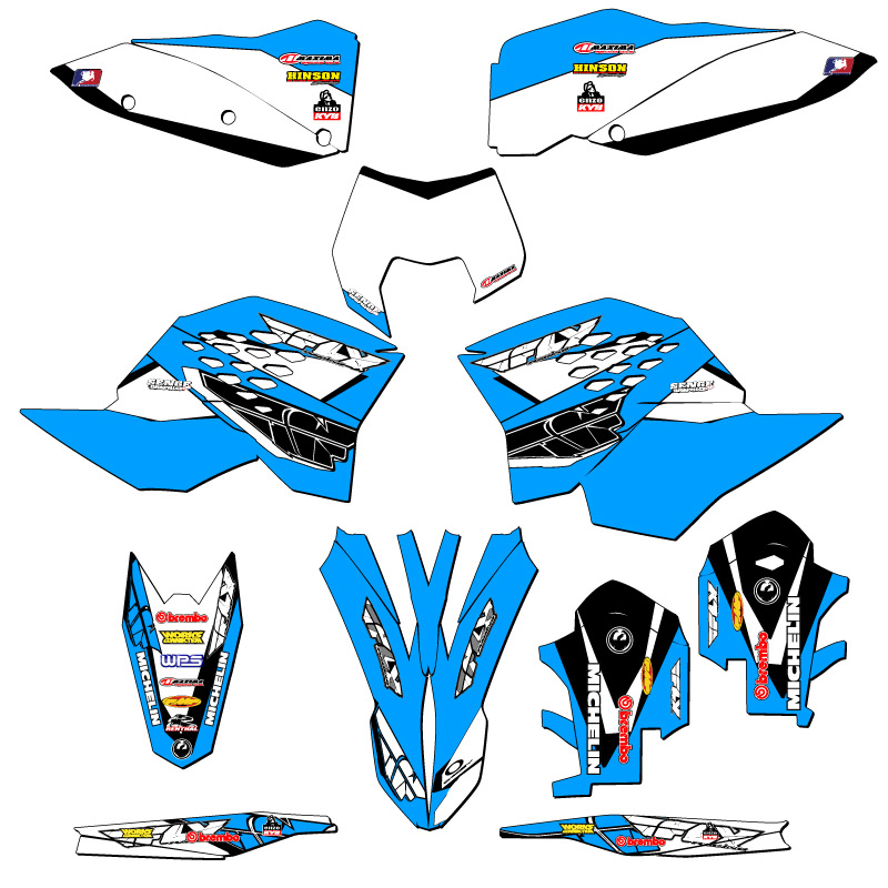 2008-2011 EXC-F 13 FLY Sky Blue Senge Graphics Kit Compatible with KTM - Foto 5 di 10