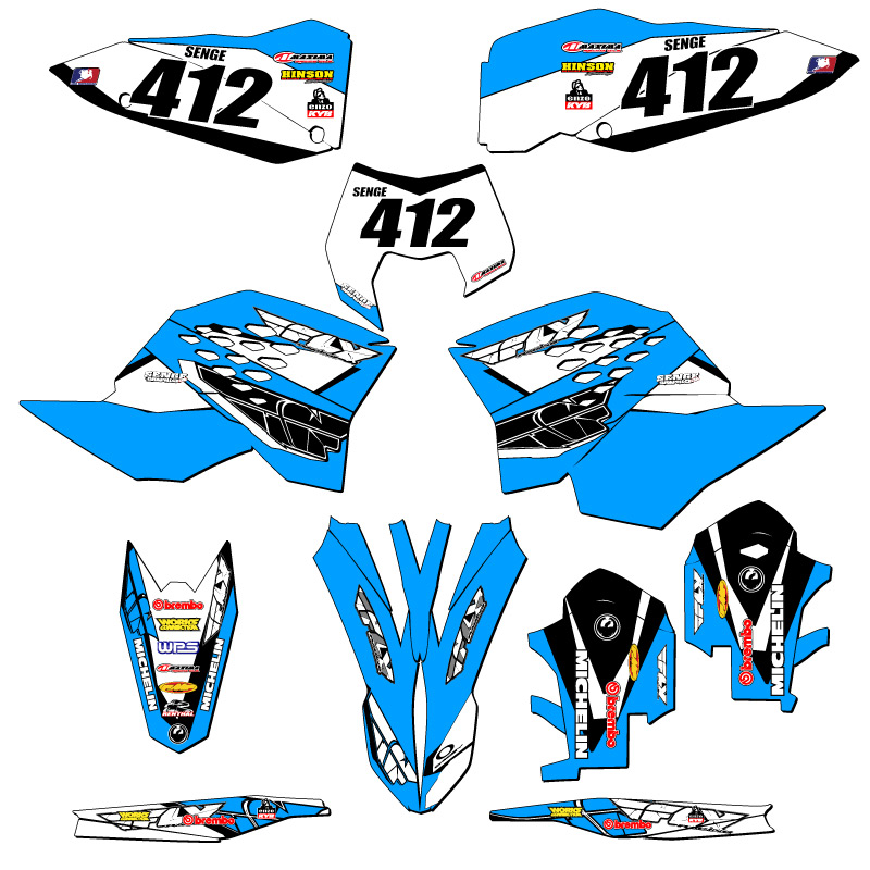 2008-2011 EXC-F 13 FLY Sky Blue Senge Graphics Kit Compatible with KTM - Foto 8 di 10