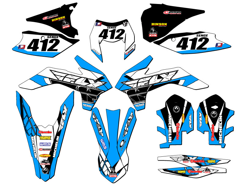 2014-2015 EXC-F 13 FLY Sky Blue Senge Graphics Kit Compatible with KTM - Picture 8 of 10