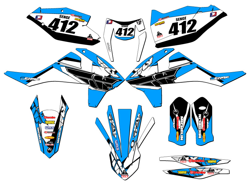 Kit de gráficos EXC-F 13 FLY Sky Blue Senge 2017-2019 compatible con KTM - Imagen 8 de 10