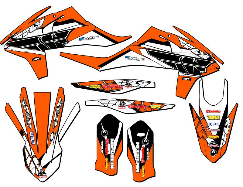 2020-2023 EXC 13 FLY Orange Senge Graphics Kit Compatible with KTM - Foto 2 di 10