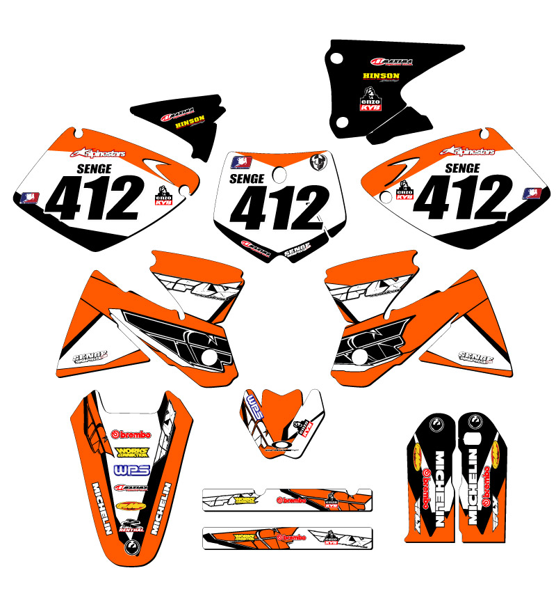 1998-2002 MXC 13 FLY Orange Senge Graphics Kit Compatible with KTM - Imagen 8 de 10