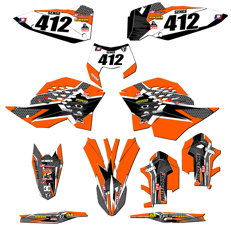 2008-2011 EXC-F PODIUM Orange Senge Graphics Kit Compatible with KTM - Picture 8 of 10