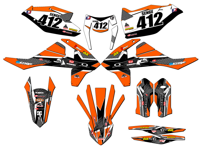 2017-2019 EXC-F PODIUM Orange Senge Graphics Kit Compatible with KTM - Picture 8 of 10