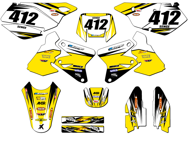 2000-2004 DRZ 400 VELOCITY Yellow Senge Graphics Kit Compatible with Suzuki - Picture 8 of 10