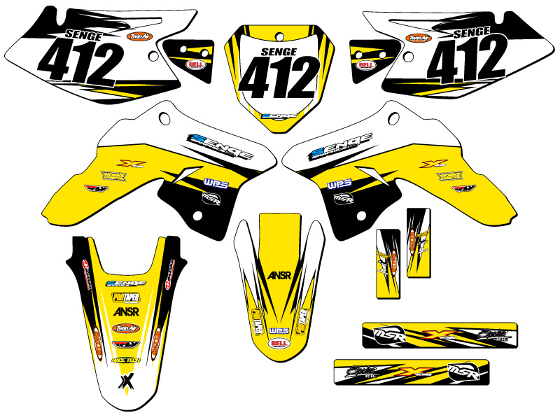 2008-2023 DRZ 125 VELOCITY Yellow Senge Graphics Kit Compatible with Suzuki - Picture 8 of 10